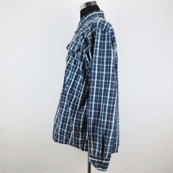 Wrangler Blue Checkered Cotton Blend Long Sleeve Button Mens XXL Shirt - Picture 5 of 8